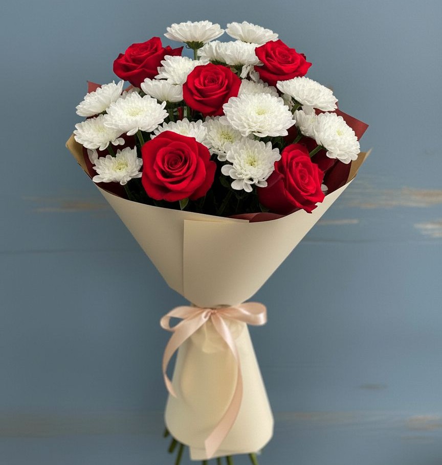 Букет цветов из: Розы и Хризантемы в Яйве