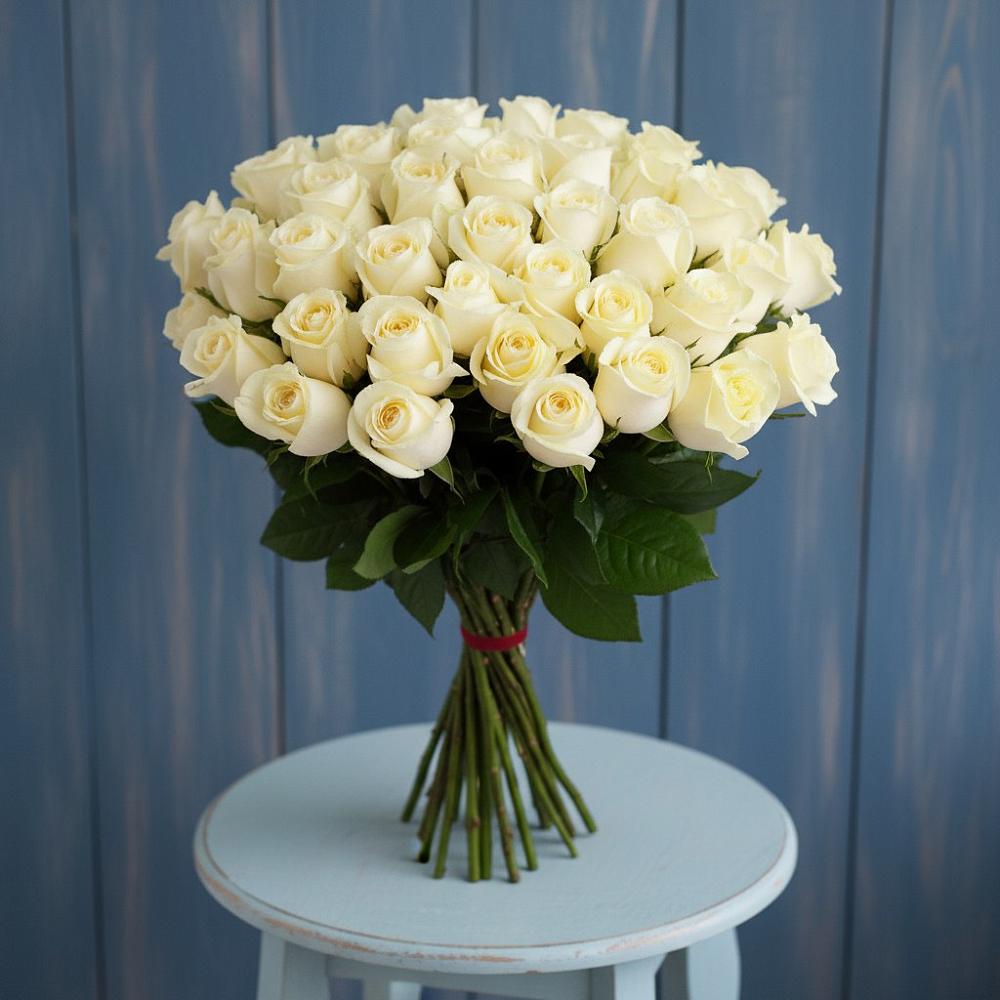 Букет 51 Белая роза Эдлесс Лав в Яйве