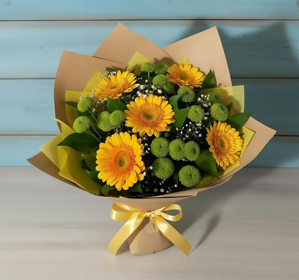 Букет цветов из: Герберы и Хризантемы в Яйве