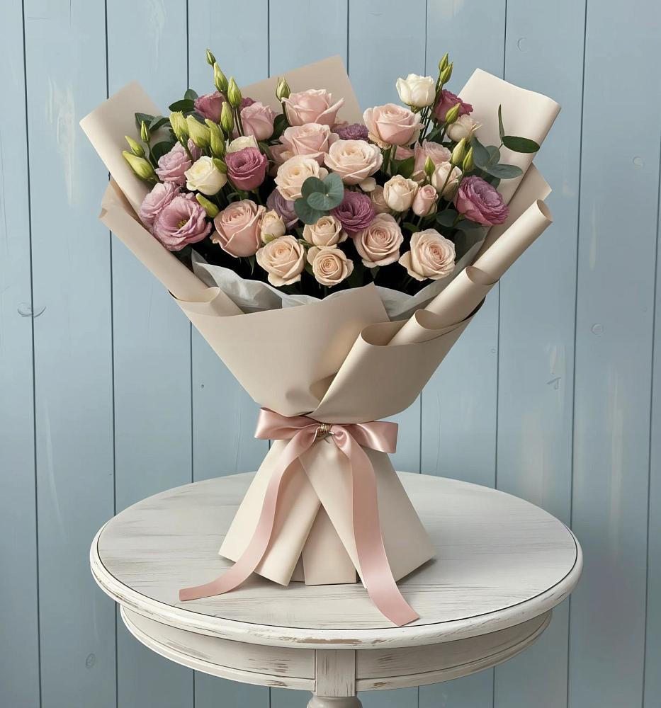 Букет цветов из: Розы и Лизиантусы в Яйве