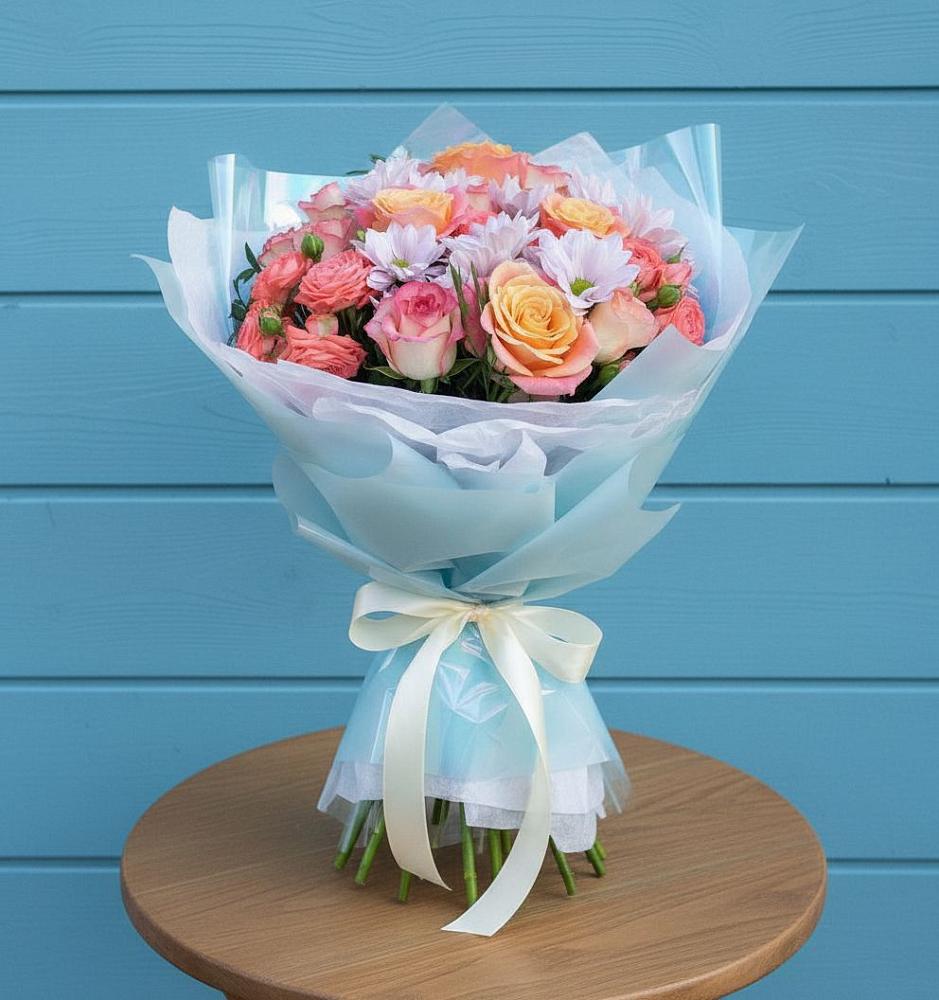 Букет цветов из: Хризантемы и Розы в Яйве