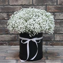 Цветочная композиция из Гипсофила в шляпной коробке в Яйве